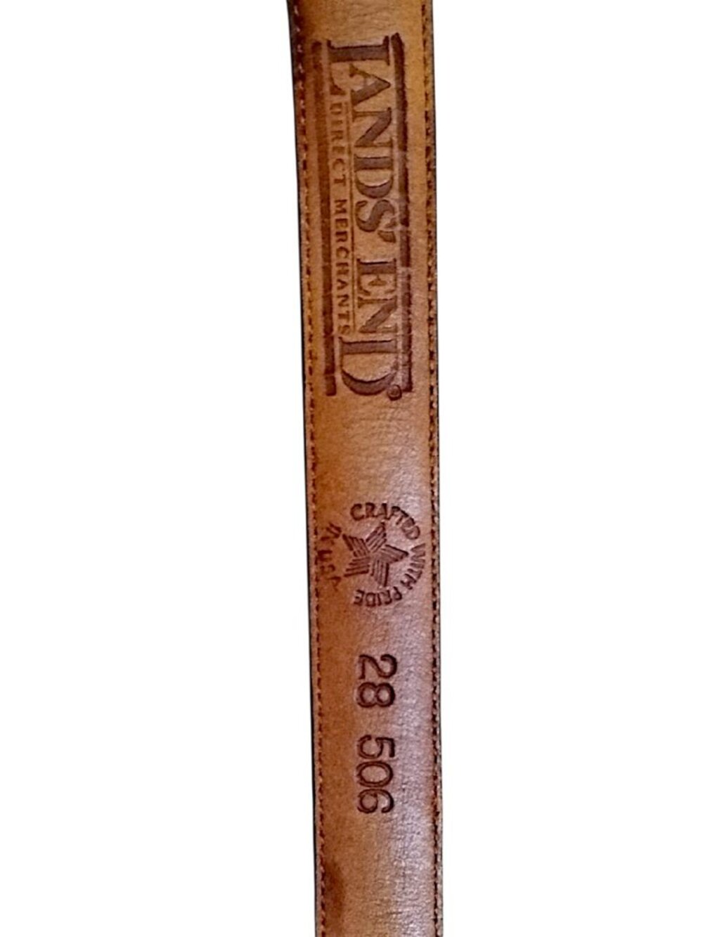 Land's End Leather 3/4" Skinny Belt 28 506 Cognac Gold - Picture 2 of 9